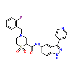 4-[(2-Fluorophenyl)Methyl]-N-[3-(4-pyridinyl)-1H-indazol-5-yl]-2-thiomorpholinecarboxamide 1,1-Dioxide结构式