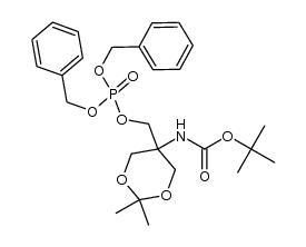 tert-butyl N-[5-({[bis(benzyloxy)phosphoryl]oxy}methyl)-2,2-dimethyl-1,3-dioxan-5-yl]carbamate结构式