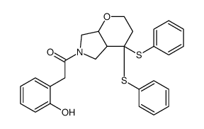 1-[(4aR,7aR)-4,4-bis(phenylsulfanyl)-2,3,4a,5,7,7a-hexahydropyrano[2,3-c]pyrrol-6-yl]-2-(2-hydroxyphenyl)ethanone结构式