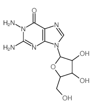 1,2-diamino-9-[3,4-dihydroxy-5-(hydroxymethyl)oxolan-2-yl]purin-6-one结构式