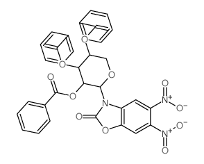 2-Benzoxazolinone,5,6-dinitro-3-b-D-ribopyranosyl-,2',3',4'-tribenzoate (8CI) Structure