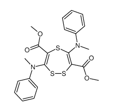3,6-Bis-(N-methyl-anilino)-1,2,5-trithia-cycloheptadien-dicarbonsaeure-(4,7)-dimethylester结构式