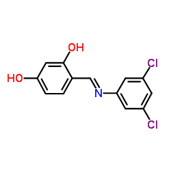 4-{(E)-[(3,5-Dichlorophenyl)imino]methyl}-1,3-benzenediol Structure