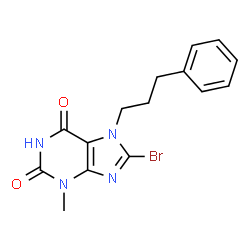 8-Bromo-3-methyl-7-(3-phenylpropyl)-3,7-dihydro-1H-purine-2,6-dione结构式