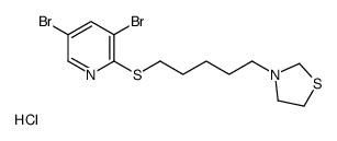 3-[5-(3,5-dibromopyridin-2-yl)sulfanylpentyl]-1,3-thiazolidine,hydrochloride Structure