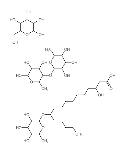 6-(hydroxymethyl)oxane-2,3,4,5-tetrol; 3-hydroxy-11-(3,4,5-trihydroxy-6-methyl-oxan-2-yl)oxy-hexadecanoic acid; 6-methyl-5-(3,4,5-trihydroxy-6-methyl-oxan-2-yl)oxy-oxane-2,3,4-triol Structure
