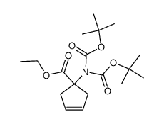 ethyl N,N-(di-tert-butoxycarbonyl)-1-amino-cyclopent-3-enecarboxylate结构式
