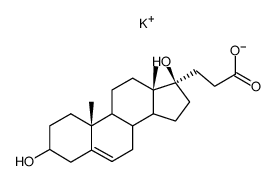 3,17-Dihydroxyandrost-5-ene-17-propionic acid phtassium salt结构式