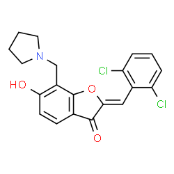 2-(2,6-dichlorobenzylidene)-6-hydroxy-7-(1-pyrrolidinylmethyl)-1-benzofuran-3(2H)-one结构式
