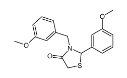 2-(3-methoxyphenyl)-3-[(3-methoxyphenyl)methyl]-1,3-thiazolidin-4-one结构式