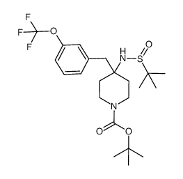 tert-butyl 4-((tert-butylsulfinyl)amino)-4-(3-(trifluoromethoxy)benzyl)piperidine-1-carboxylate结构式
