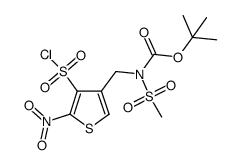 4-(N-t-butoxycarbonyl-methanesulfonylamino-methyl)-2-nitro-thiophene-3-sulfonyl chloride结构式