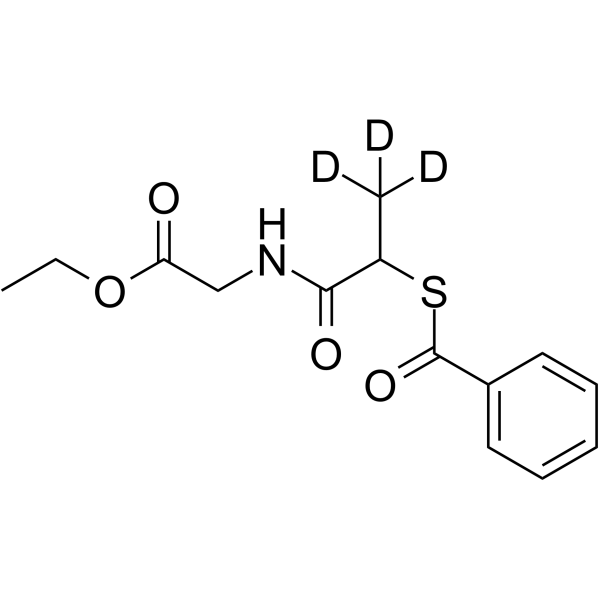 N-(2-Benzoylmercaptopropionyl)glycine ethyl ester-d3结构式