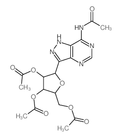 [5-(2-acetamido-3,5,8,9-tetrazabicyclo[4.3.0]nona-2,4,6,9-tetraen-7-yl)-3,4-diacetyloxy-oxolan-2-yl]methyl acetate Structure