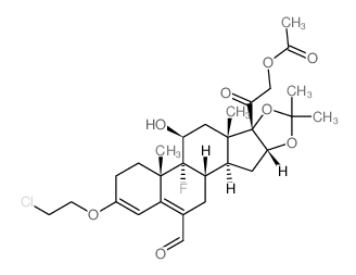 Pregna-3,5-diene-6-carboxaldehyde,21-(acetyloxy)-3-(2-chloroethoxy)-9-fluoro-11-hydroxy-16,17-[(1-methylethylidene)bis(oxy)]-20-oxo-,(11b,16a)- structure