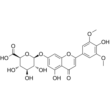 5-Hydroxy-7-(β-D-glucopyranuronosyloxy)-2-(4-hydroxy-3,5-dimethoxyphenyl)-4H-1-benzopyran-4-one structure
