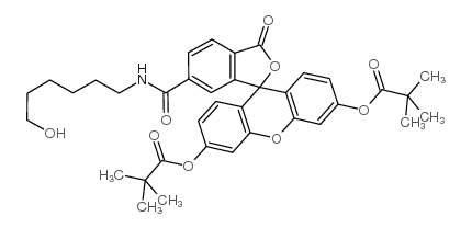 n-(6-hydroxyhexyl)-6-carboxamidofluorescein dipivalate Structure