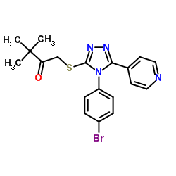 2-Butanone, 1-[[4-(4-bromophenyl)-5-(4-pyridinyl)-4H-1,2,4-triazol-3-yl]thio]-3,3-dimethyl-结构式