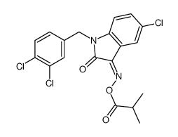 [(Z)-[5-chloro-1-[(3,4-dichlorophenyl)methyl]-2-oxoindol-3-ylidene]amino] 2-methylpropanoate Structure