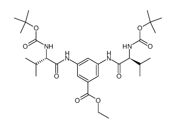 3,5-Bis-((S)-2-tert-butoxycarbonylamino-3-methyl-butyrylamino)-benzoic acid ethyl ester Structure
