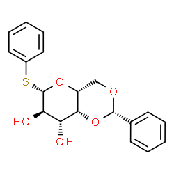 (2S,4aR,6S,7R,8R,8aR)-2-苯基-6-(苯硫基)六氢吡喃[3,2-d][1,3]二恶英e-7,8-二醇结构式