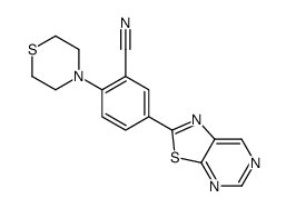5-([1,3]thiazolo[5,4-d]pyrimidin-2-yl)-2-thiomorpholin-4-ylbenzonitrile Structure