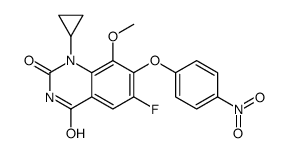 1-cyclopropyl-6-fluoro-8-methoxy-7-(4-nitrophenoxy)quinazoline-2,4-dione结构式