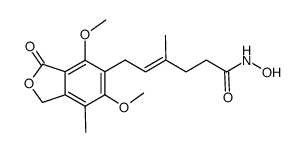 (E)-6-(1,3-dihydro-4,6-dimethoxy-7-methyl-3-oxo-5-isobenzofuranyl)-4-methyl-4-hexenohydroxamic acid结构式