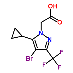 (4-BROMO-5-CYCLOPROPYL-3-TRIFLUOROMETHYL-PYRAZOL-1-YL)-ACETIC ACID结构式
