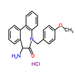 6H-Dibenz[b,d]azepin-6-one, 7-amino-5,7-dihydro-5-[(4-methoxyphenyl)methyl]-, hydrochloride (1:1) Structure