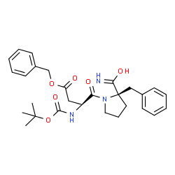 2-Benzyl-1-[(2S)-2-(tert-butyloxycarbonylamino)-4-(benzyloxy)-4-oxobutyryl]-L-prolinamide Structure