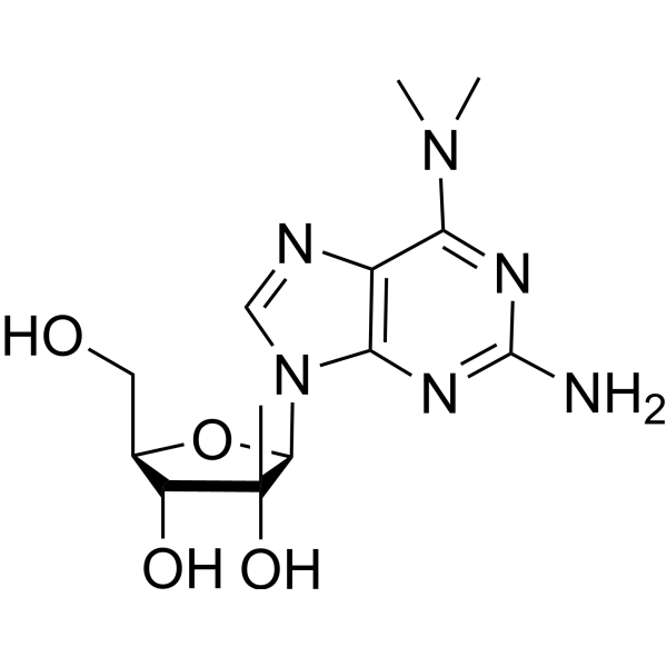 2-Amino-N,N-dimethyl-2′-C-methyladenosine结构式