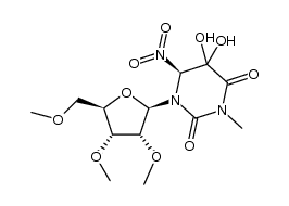 5,5-dihydroxy-2',3',5'-tri-O-methyl-N-methyl-6-nitrouridine结构式