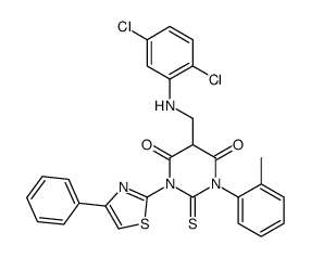 5-[[(2,5-dichlorophenyl)amino]methyl]-1-(2-methylphenyl)-3-(4-phenyl-1 ,3-thiazol-2-yl)-2-sulfanylidene-1,3-diazinane-4,6-dione picture
