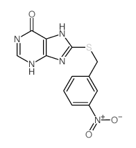 6H-Purin-6-one,1,9-dihydro-8-[[(3-nitrophenyl)methyl]thio]- Structure