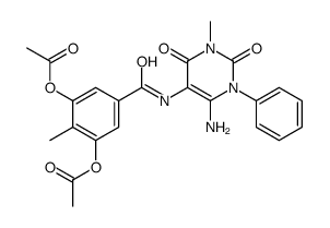 Benzamide,3,5-bis(acetyloxy)-N-(6-amino-1,2,3,4-tetrahydro-3-methyl-2,4-dioxo-1-phenyl-5-pyrimidinyl)-4-methyl- Structure