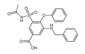 5-acetylsulphamyl-3-benzylamino-4-phenoxy-benzoic acid结构式