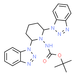 Carbamic acid, [2,6-bis(1H-benzotriazol-1-yl)-1-piperidinyl]-, 1,1-dimethylethyl ester (9CI) Structure