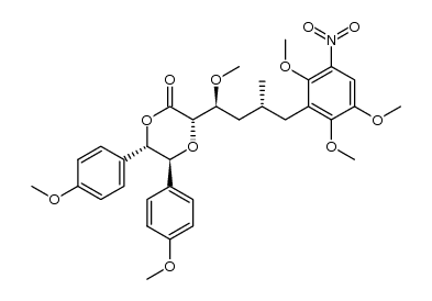 (3S,5S,6S)-3-[(1S,3R)-1-methoxy-3-methyl-4-(5-nitro-2,3,6-trimethoxy-phenyl)-butyl]-5,6-bis-(4-methoxy-phenyl)-[1,4]dioxan-2-one Structure