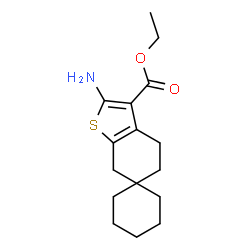 ethyl 2-amino-4,5,6,7-tetrahydrospiro[1-benzothiophene-6,1'-cyclohexane]-3-carboxylate结构式