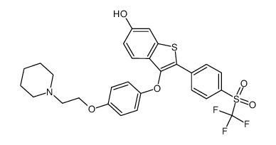 3-[4-(2-piperidin-1-yl-ethoxy)-phenoxy]-2-(4-trifluoromethanesulfonyl-phenyl)-benzo[b]thiophen-6-ol Structure
