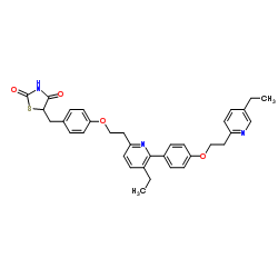 5-{4-[2-(5-Ethyl-6-{4-[2-(5-ethyl-2-pyridinyl)ethoxy]phenyl}-2-pyridinyl)ethoxy]benzyl}-1,3-thiazolidine-2,4-dione结构式