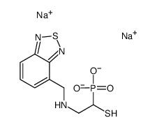 disodium 1-(hydroxy-oxido-phosphoryl)-2-(8-thia-7,9-diazabicyclo[4.3.0 ]nona-2,4,6,9-tetraen-2-ylmethylamino)ethanethiolate structure