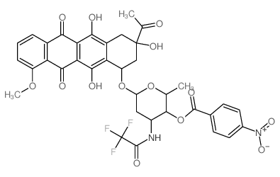5,12-Naphthacenedione,8-acetyl-7,8,9,10-tetrahydro-6,8,11-trihydroxy-1-methoxy-10-[[2,3,6-trideoxy-4-O-(4-nitrobenzoyl)-3-[(trifluoroacetyl)amino]-a-D-ribo-hexopyranosyl]oxy]-,(8S-cis)- (9CI)结构式