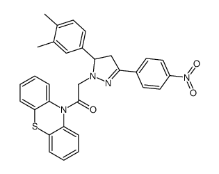 2-[3-(3,4-dimethylphenyl)-5-(4-nitrophenyl)-3,4-dihydropyrazol-2-yl]-1-phenothiazin-10-ylethanone Structure