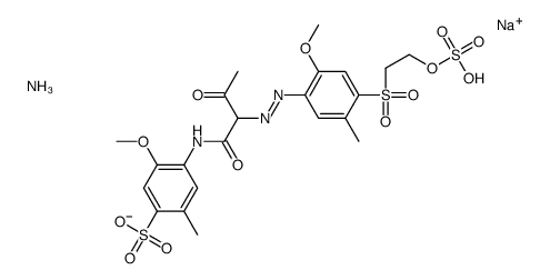 ammonium sodium 5-methoxy-4-[[2-[[2-methoxy-5-methyl-4-[[2-(sulphonatooxy)ethyl]sulphonyl]phenyl]azo]-1,3-dioxobutyl]amino]-2-methylbenzenesulphonate structure