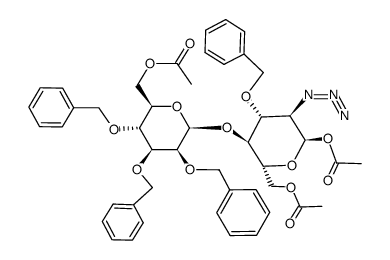 1,6-Di-O-acetyl-4-O-(6-O-acetyl-2,3,4-tri-O-benzyl-β-D-mannopyranosyl)-2-azido-3-O-benzyl-2-desoxy-α-D-glucopyranose Structure