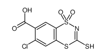 6-chloro-1,1-dioxo-3-sulfanylidene-1λ6,4,2-benzodithiazine-7-carboxylic acid结构式