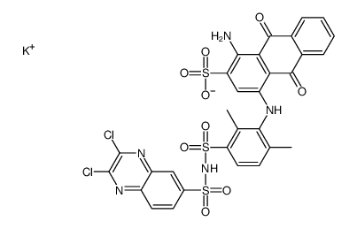 potassium 1-amino-4-[3-[[(2,3-dichloro-6-quinoxalinyl)sulphonyl]sulphamoyl]-2,6-dimethylphenyl]amino]-9,10-dihydro-9,10-dioxoanthracene-2-sulphonate Structure