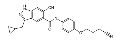 5-{N-[4-(3-cyanopropoxy)phenyl]-N-methylaminocarbonyl}-3-cyclopropylmethyl-6-hydroxy-1H-indazole Structure